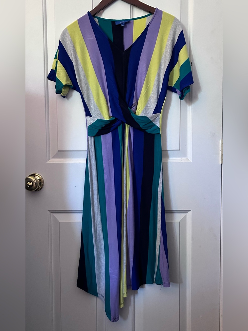 Apt. 9 Striped Twist Front Dress With Asymmetrical Hem Size Small